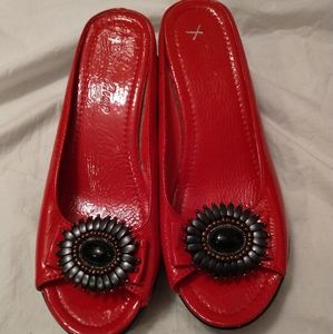 Helen's Heart Hidden Wedge Slip On Mules Flower